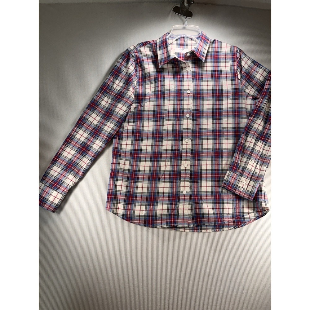 untuckit shirt women's size 10 Cotton Plaid Sadie button up long sleeve Blouse‎